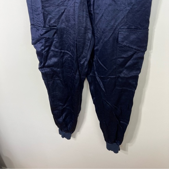 LNA x REVOLVE x SHOPBOP Satin‎ Silky Cargo Jogger Navy Blue, Size S - Picture 4 of 14